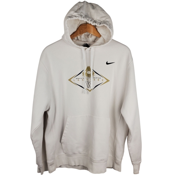 Nike Tops - Nike White Hoodie with Gold and Black NC Wesleyan Lacrosse Graphic. XL. #181